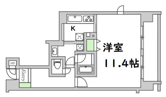 エイペックス上本町(1K/9階)の間取り写真