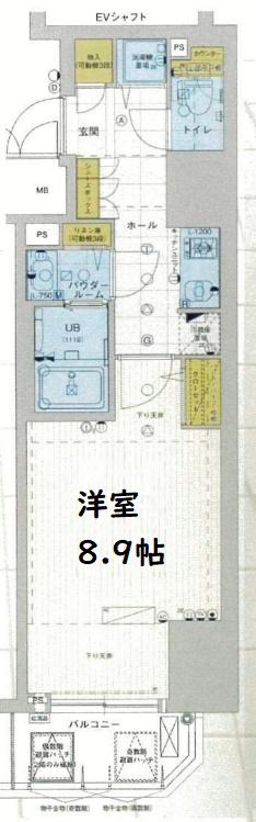 エスライズ北堀江(1K/9階)の間取り写真