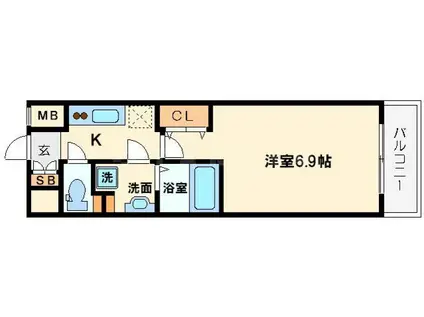 エグゼ北大阪(1K/6階)の間取り写真