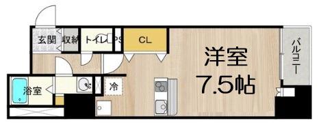 CITY SPIRE堺筋本町(ワンルーム/6階)の間取り写真