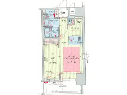 プレサンス立売堀アーバンスタイル(1LDK/10階)の間取り写真