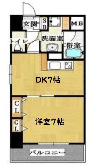 CITY SPIRE難波南(1DK/6階)の間取り写真