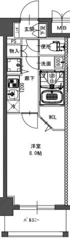 ミラージュパレス梅田グランツ(1K/2階)の間取り写真