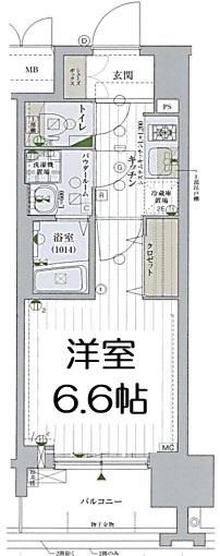 レジュールアッシュ九条(1K/8階)の間取り写真