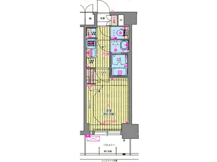 プレサンス福島ミッドエル(1K/3階)の間取り写真