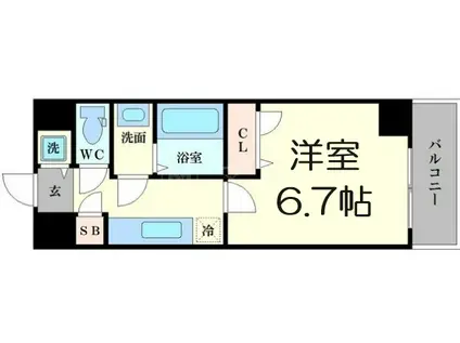 シャルマンフジ大阪城南(1K/5階)の間取り写真