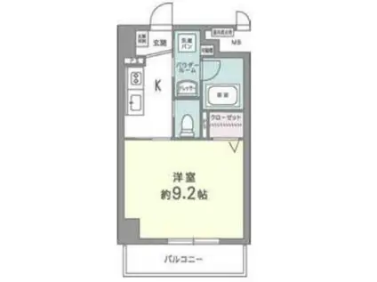 カルムクレール 258(1K/7階)の間取り写真