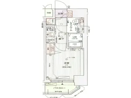 クリスタルグランツ西本町(1K/14階)の間取り写真