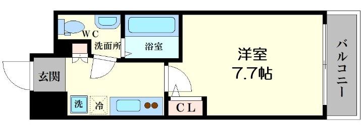 ラシュレエグゼ難波南(1K/11階)の間取り写真
