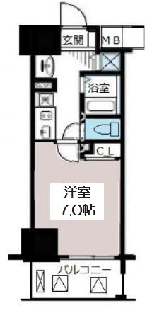 ジュネーゼグラン難波ミラージュ(1K/2階)の間取り写真