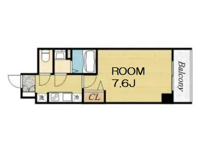 LALA PLACE難波ガルテン(1K/6階)の間取り写真