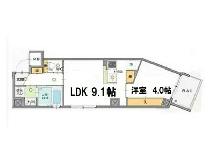 リエット元町(1LDK/7階)の間取り写真