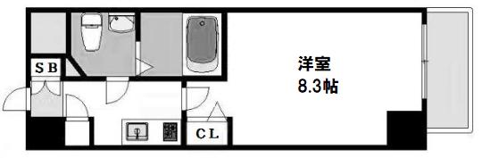 レジュールアッシュ難波MINAMI III(1K/11階)の間取り写真