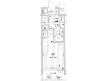 エグゼ難波南V(1K/11階)の間取り写真