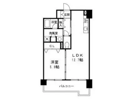 グランディールNAMBA(1LDK/9階)の間取り写真