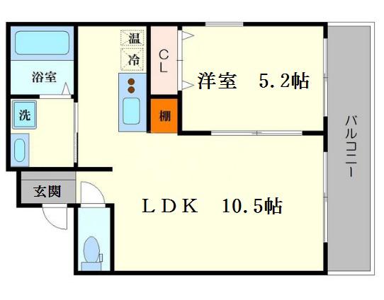エルミタージュ難波南II(1LDK/8階)の間取り写真