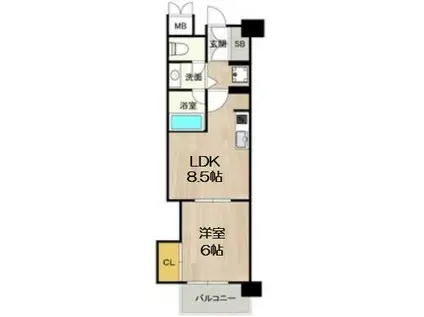 CITY SPIRE桜川Ⅱ(1LDK/2階)の間取り写真