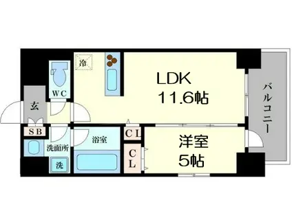 ウルバーノ イリス(1LDK/2階)の間取り写真