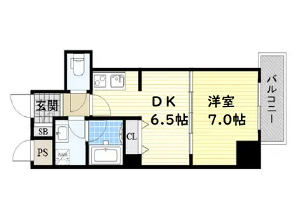 BGC難波タワー(1DK/8階)の間取り写真