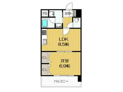 サザンパークス(1LDK/2階)の間取り写真