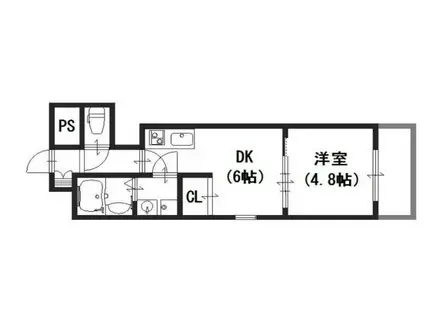 プリモパッソ谷町9丁目(1DK/2階)の間取り写真