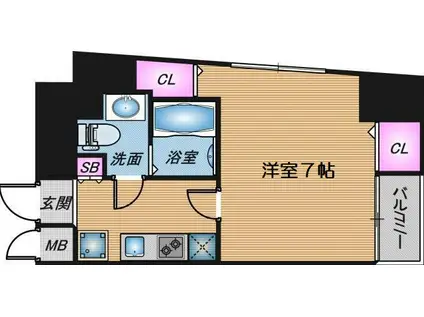 CITY SPIRE堺筋本町(1K/9階)の間取り写真