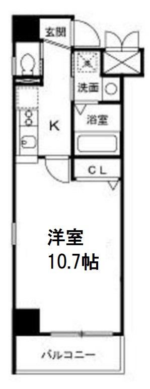 ウイング瓦町(1K/4階)の間取り写真