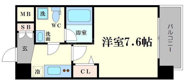 メゾンキコー難波南(1K/7階)の間取り写真