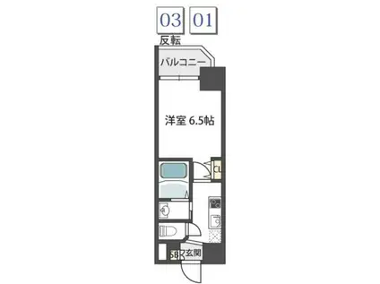 グランパシフィック難波南Ⅱ(1K/6階)の間取り写真