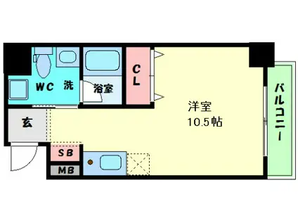 フレアコート北浜(ワンルーム/7階)の間取り写真