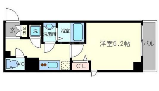 フォーチュン心斎橋イースト(1K/9階)の間取り写真