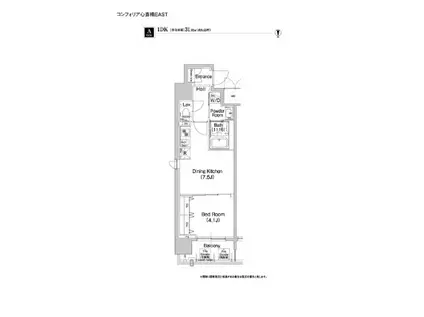 コンフォリア心斎橋イースト(1DK/14階)の間取り写真
