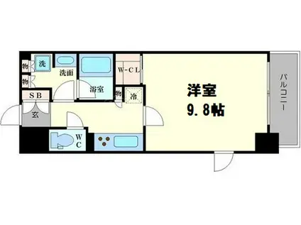 コンフォリア北浜(1K/8階)の間取り写真