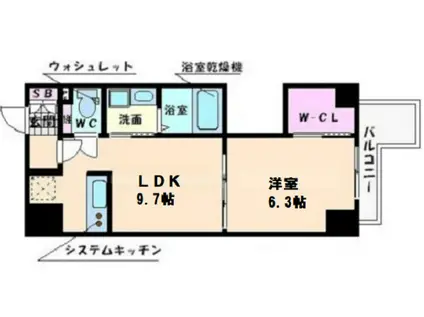 パウゼ堺筋(1LDK/6階)の間取り写真