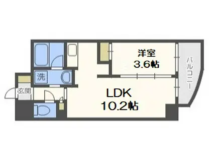 ミュプレ北浜イースト(1LDK/2階)の間取り写真