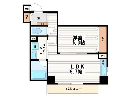 インテリジェンス御堂(1LDK/6階)の間取り写真