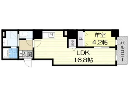 アーベル更紗北堀江(1LDK/7階)の間取り写真