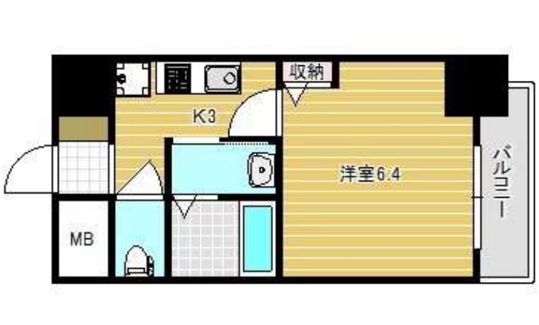 グランパシフィック大国町(1K/2階)の間取り写真