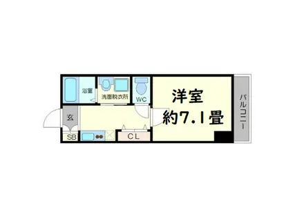 スワンズ難波パークビュー(1K/5階)の間取り写真