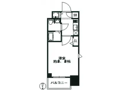 スワンズ谷町セントシティ(1K/6階)の間取り写真