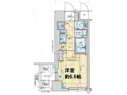 アドバンス大阪城グラシア(1K/2階)の間取り写真