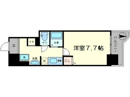 ミラージュパレス本町東レジデンス(1K/12階)の間取り写真