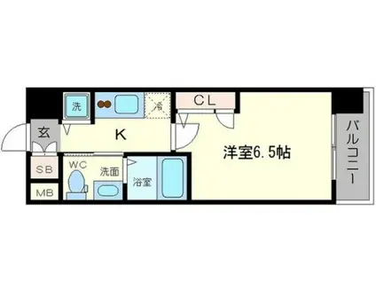 エスリード谷町6丁目(1K/4階)の間取り写真