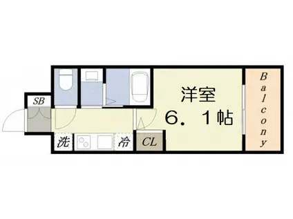 エステムコート難波ウエストSIDEⅥグラッド(1K/8階)の間取り写真