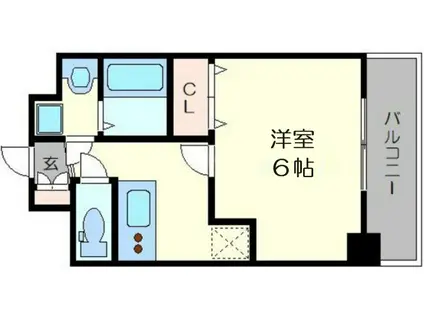 エスリード難波ザ・メゾン(1K/9階)の間取り写真