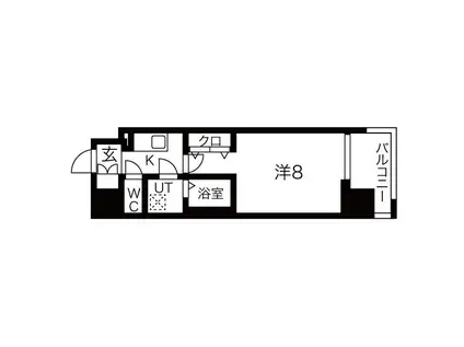 ワールドアイ難波南PORTA(1K/8階)の間取り写真