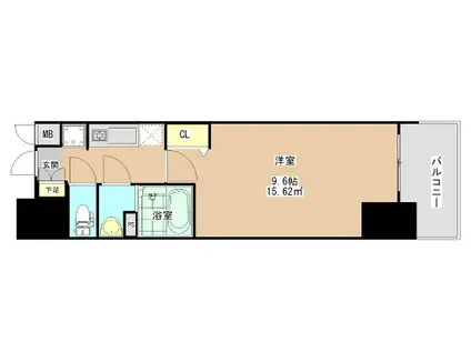 ソルテラスNAMBAフロント(1K/3階)の間取り写真