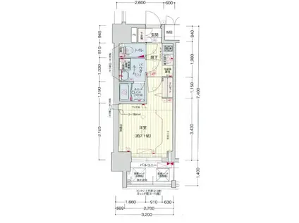 プレサンス難波フィールド(1K/15階)の間取り写真