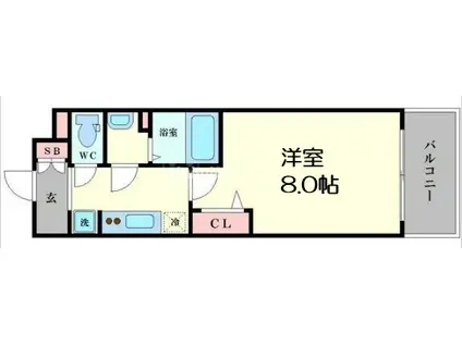 プレサンス心斎橋ソレイユ(1K/15階)の間取り写真