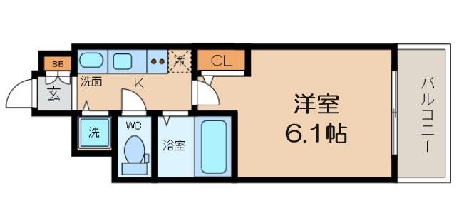 プレサンス心斎橋ルティア(1K/7階)の間取り写真